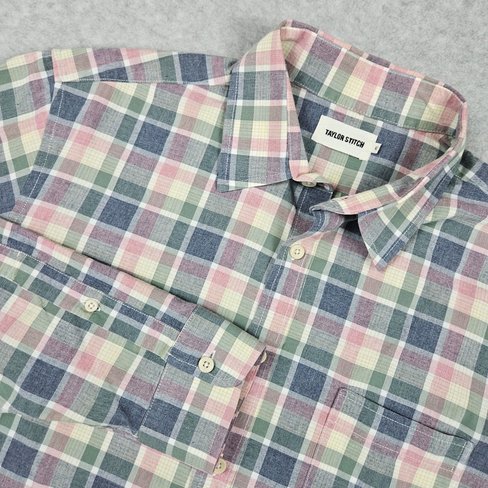 Taylor Stitch (Men's 42) Plaid Button Up Long Sleeve Organic Cotton Dress Shirt